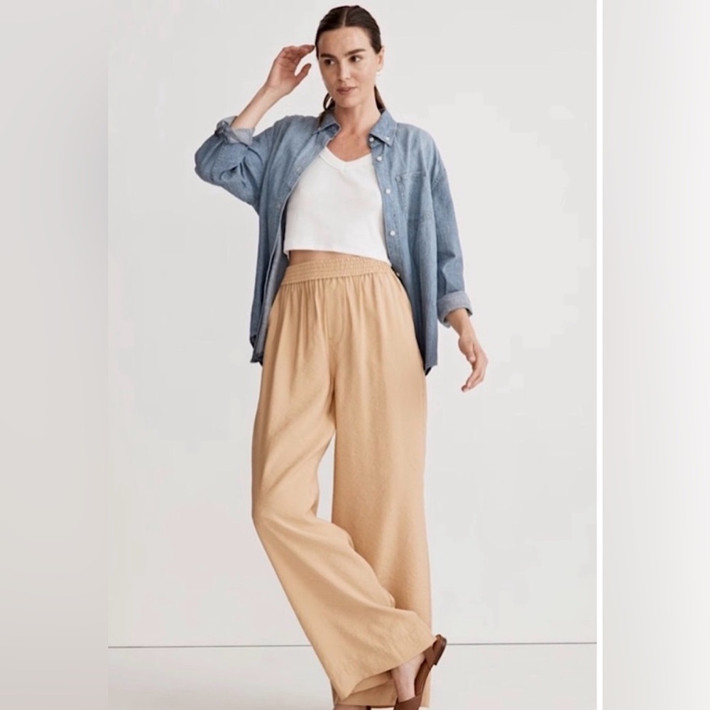 MADEWELL | The Carley Wide-Leg Softdrape Pant in Desert Dune Tan, Size Small